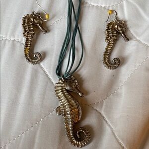 Seahorse Pendant Necklace and Earring Set